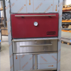 VESTA M45SD RED Vesta Charcoal  Oven M45 with Stand, Heating  Cabinet, Dry Spark  arrester, Cast iron  fire grate, Red door,  polished s/s All Stop Trading