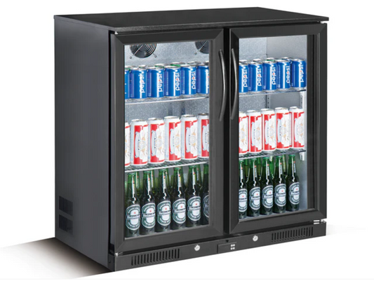 BACKBAR COOLER BLACK 2 Hinged Door SKU: THTSC2E90B All Stop Trading