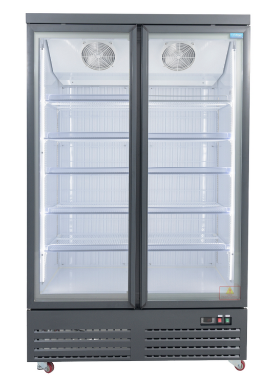 UNIFROST HVR22B 2 DOOR HINGED DISPLAY REFRIGERATOR 5 SHELVES PER DOOR GRAPHITE BLUE