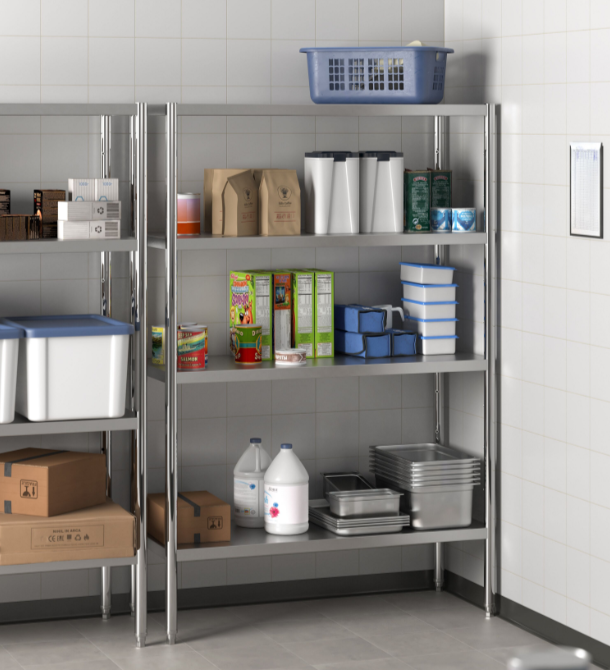 Stainless Steel Shelving Unit PREMIUM - 1200x530mm - with 4 shelves
