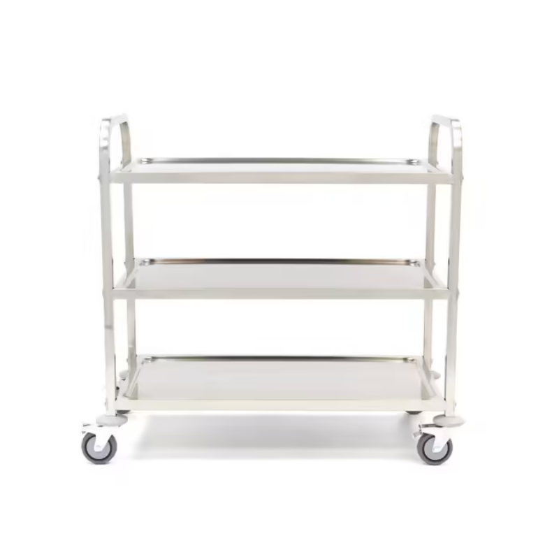 Stainless Steel Serving Trolley - 3 Shelves All Stop Trading