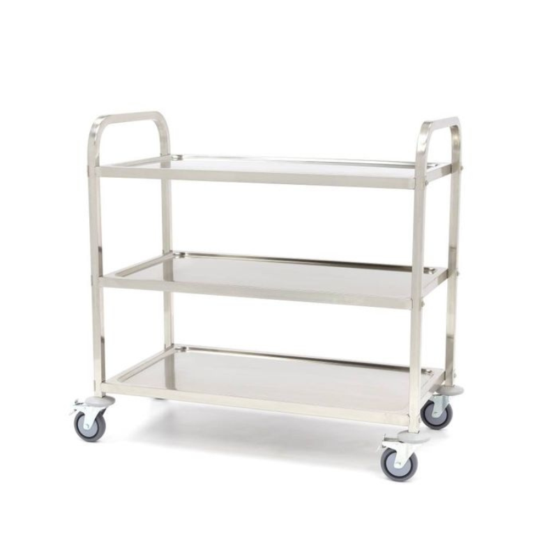 Stainless Steel Serving Trolley - 3 Shelves All Stop Trading