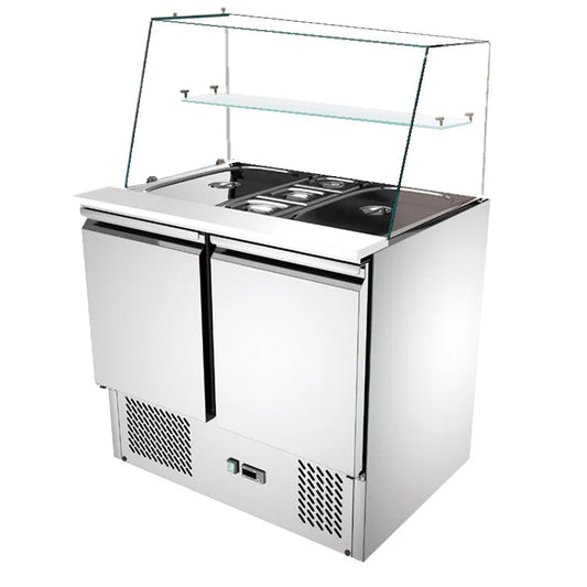 Refrigerated salad with 2 Doors + Straight windows - THS900VG All Stop Trading