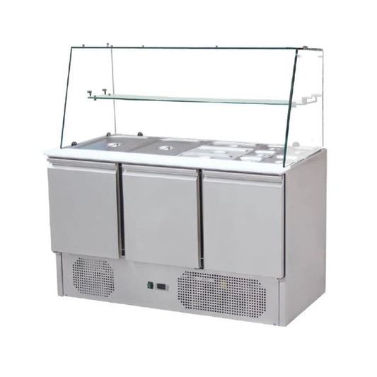 Refrigerated 3 Door Salad + Glass - THS903VG All Stop Trading
