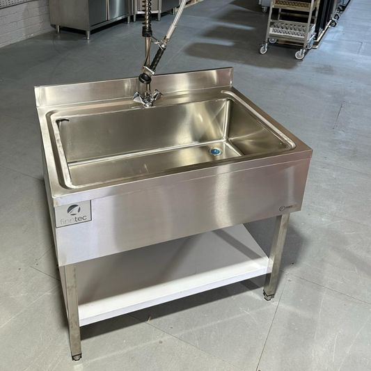 Finntec sink/pot sink 1 centred, stainless steel - 1000 x 700 x 850 - SKU THSTR107BM1 All Stop Trading