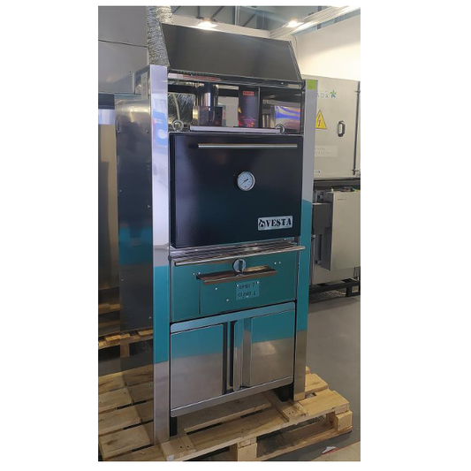 VESTA M25SD BLACK Vesta Charcoal  Oven M25 with Stand, Heating  Cabinet, Dry Spark  arrester, Black door All Stop Trading