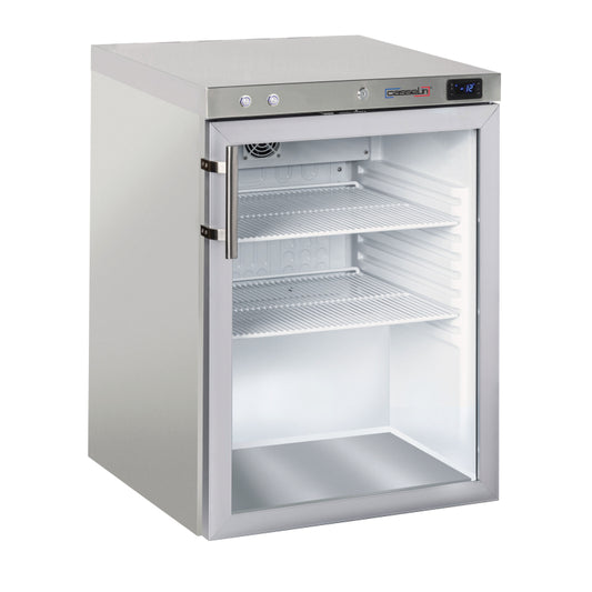 Upright glass door freezer 140 L Steel - CANV140L