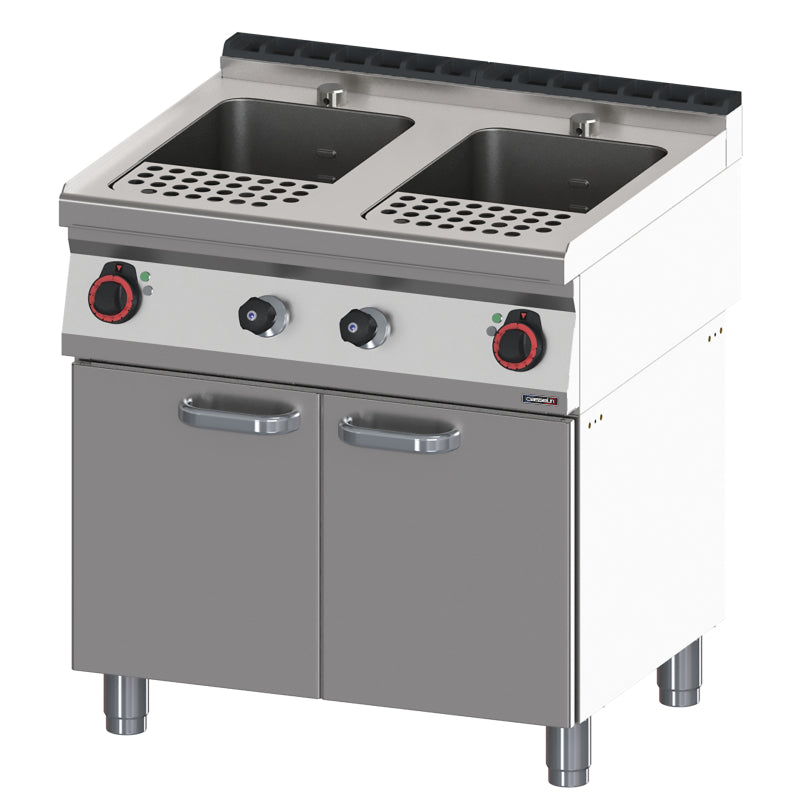 Pasta cooker 2 x 23 liters with open cabinet 80 - C7CAP23280S