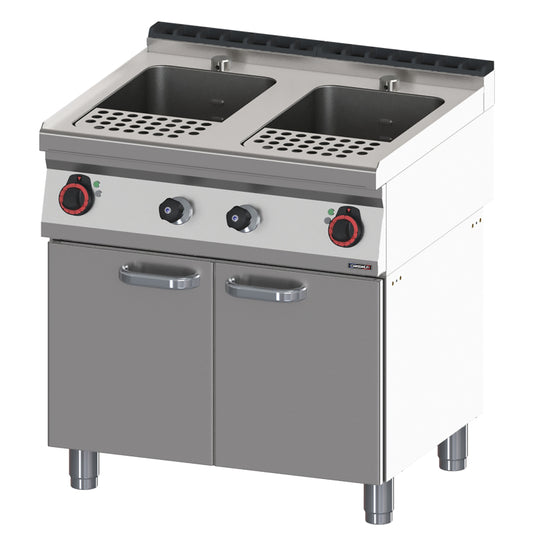 Pasta cooker 2 x 23 liters with open cabinet 80 - C7CAP23280S