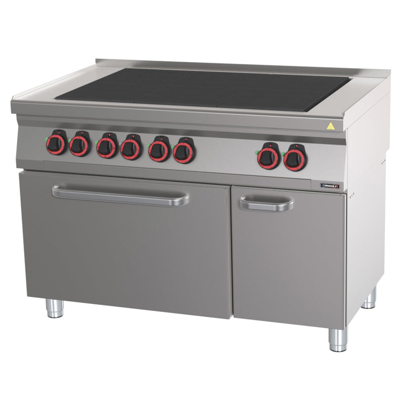Electric 6 solid tops cooker with static electric oven GN 2/1 120 - C7FOE6PFS120