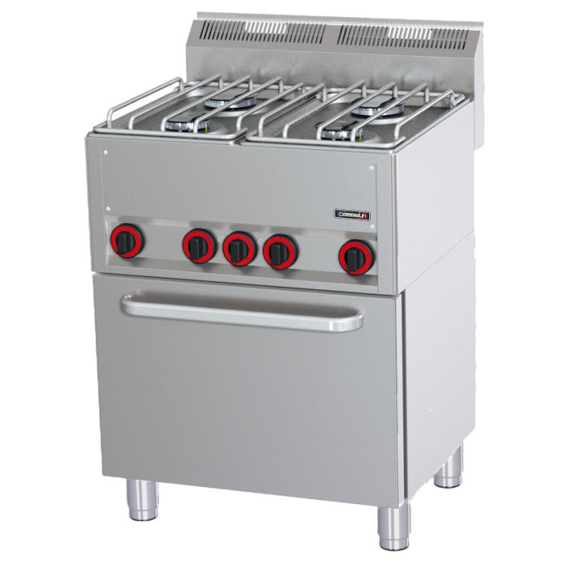 Gas cooker 4 burners with electric ventilated oven GN 1/1 P 66 - C6FOG4FFEVP66