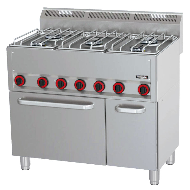 Gas cooker 5 burners with electric ventilated oven GN 1/1 P 99 - C6FOG5FFEVP99