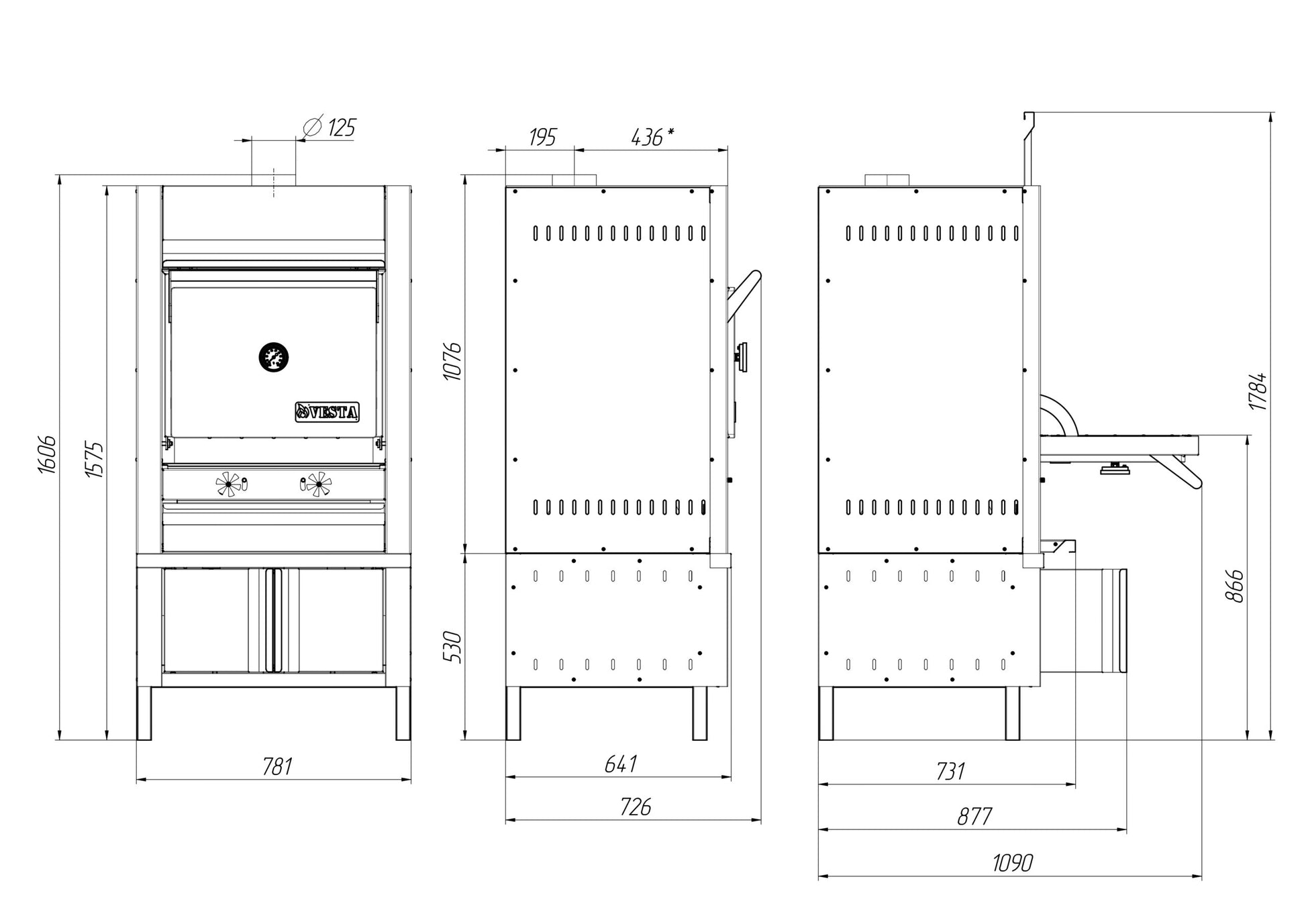 VESTA M25SD Vesta Charcoal  Oven M25 with Stand, Heating  Cabinet, Dry Spark  arrester All Stop Trading