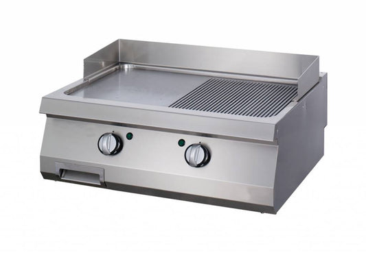 Heavy Duty Griddle - Half Grooved Chrome - Double Unit - 70cm Deep - Gas