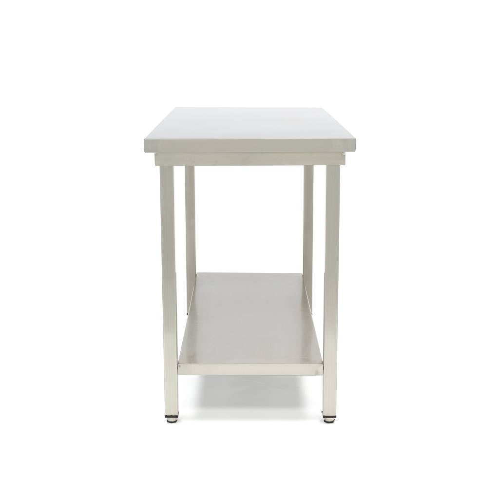 Stainless Steel Table - 120 x 60cm - Adjustable Height - with Storage Shelf