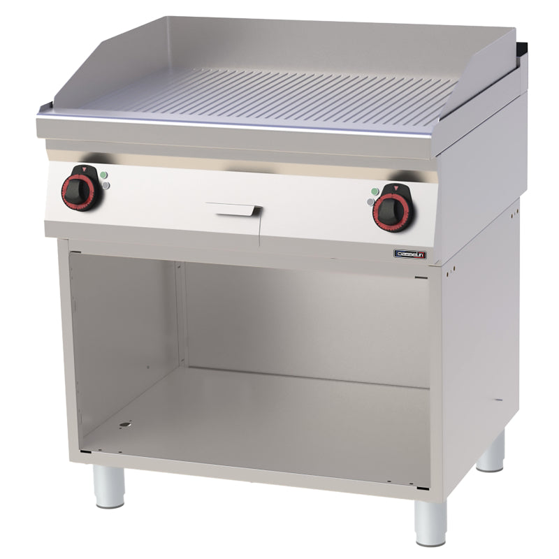 Griddle plate Grooved Chrome with open cabinet 80 - C7PASCR80S