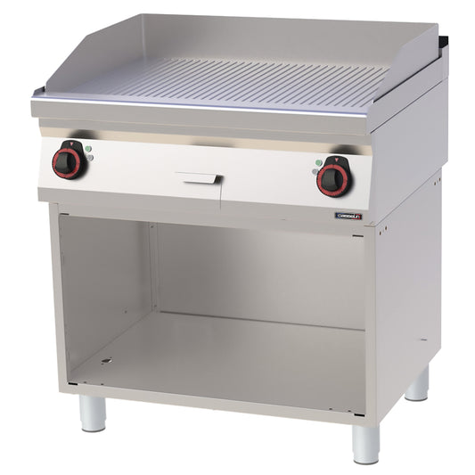 Griddle plate Grooved Chrome with open cabinet 80 - C7PASCR80S