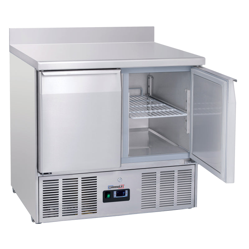 Saladette - Refrigerated serving table with backsplash 2 doors GN 1/1 - CSAD2P