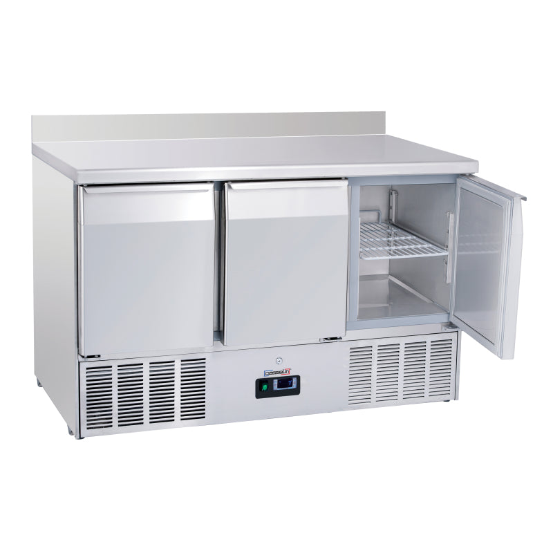 Saladette - Refrigerated serving table with backsplash 3 doors GN 1/1 - CSAD3P