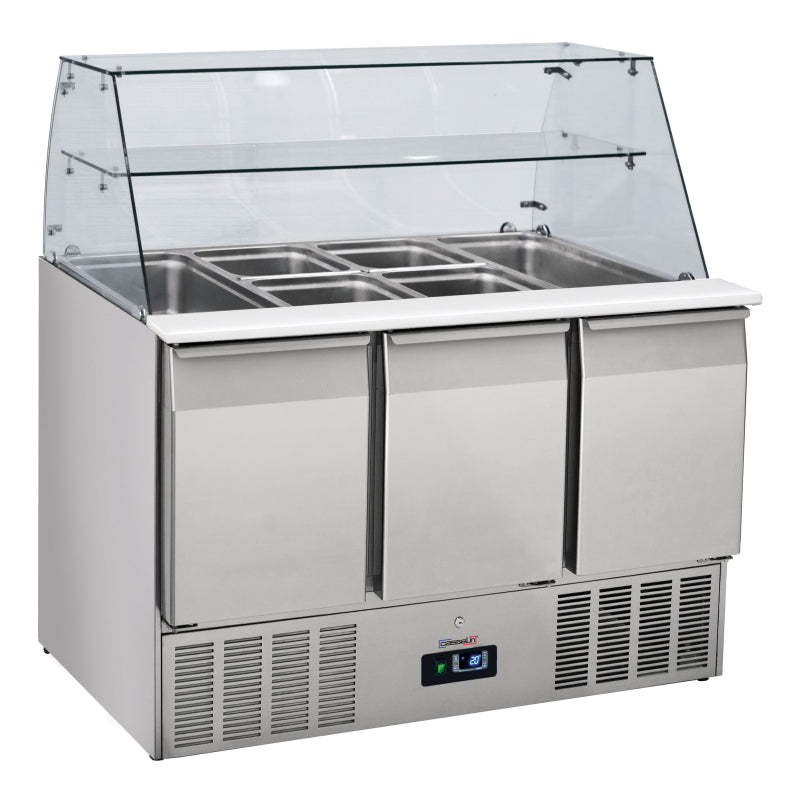 Saladette with glass door 3 display GN 1/1 - CSAV3P