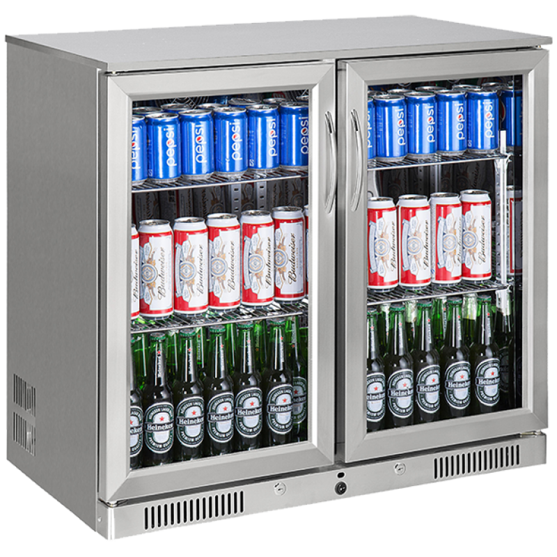 Double Door Back Bar Cooler in Stainless Steel | SC-198FS