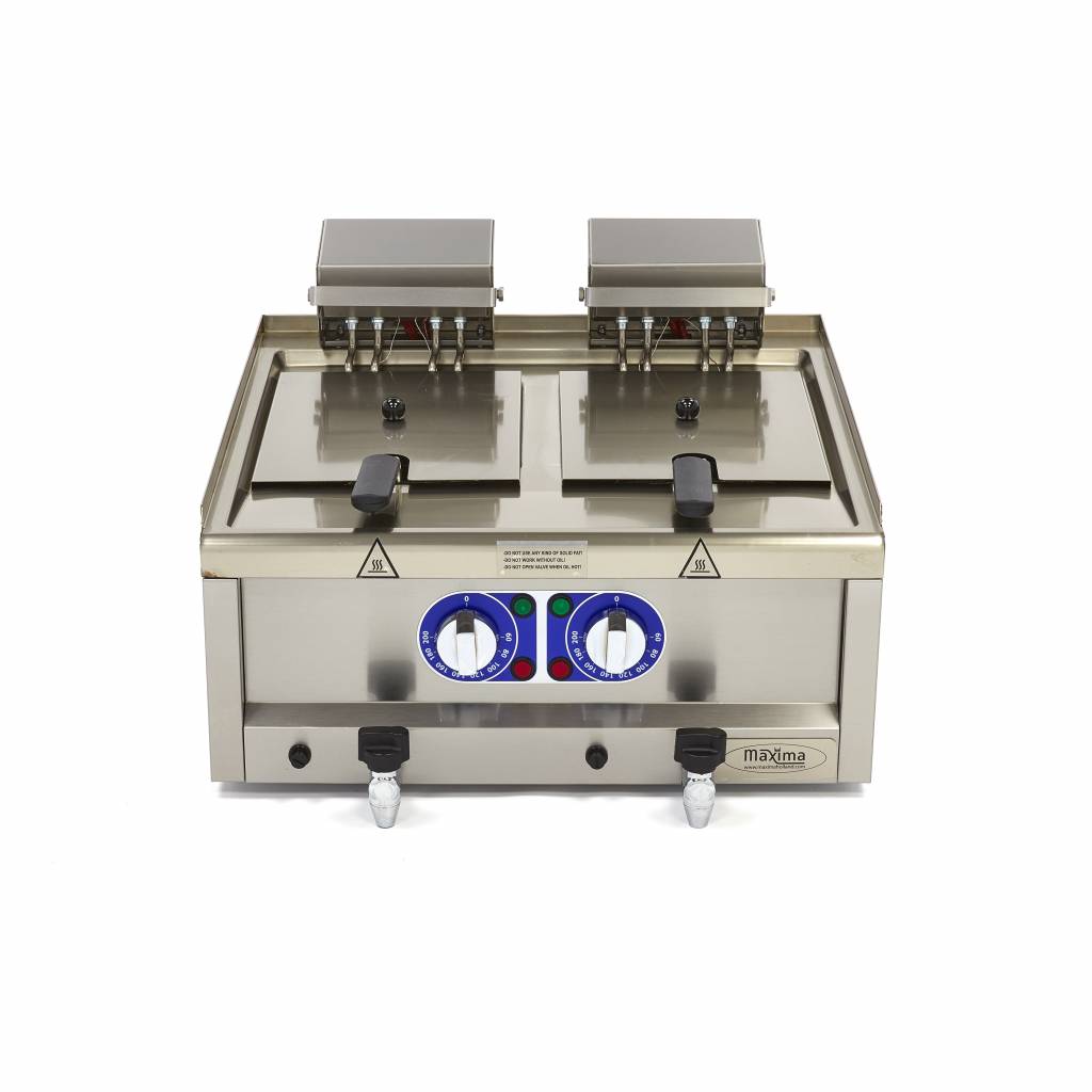 Deep Fryer - 2 x 10L - 2 Baskets - with Drain Tap - 400V