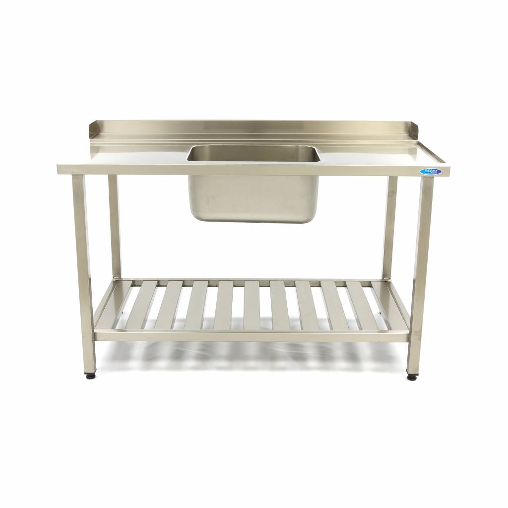 Dishwasher Table - 120 x 75cm - Right - with Backsplash and Storage Shelf