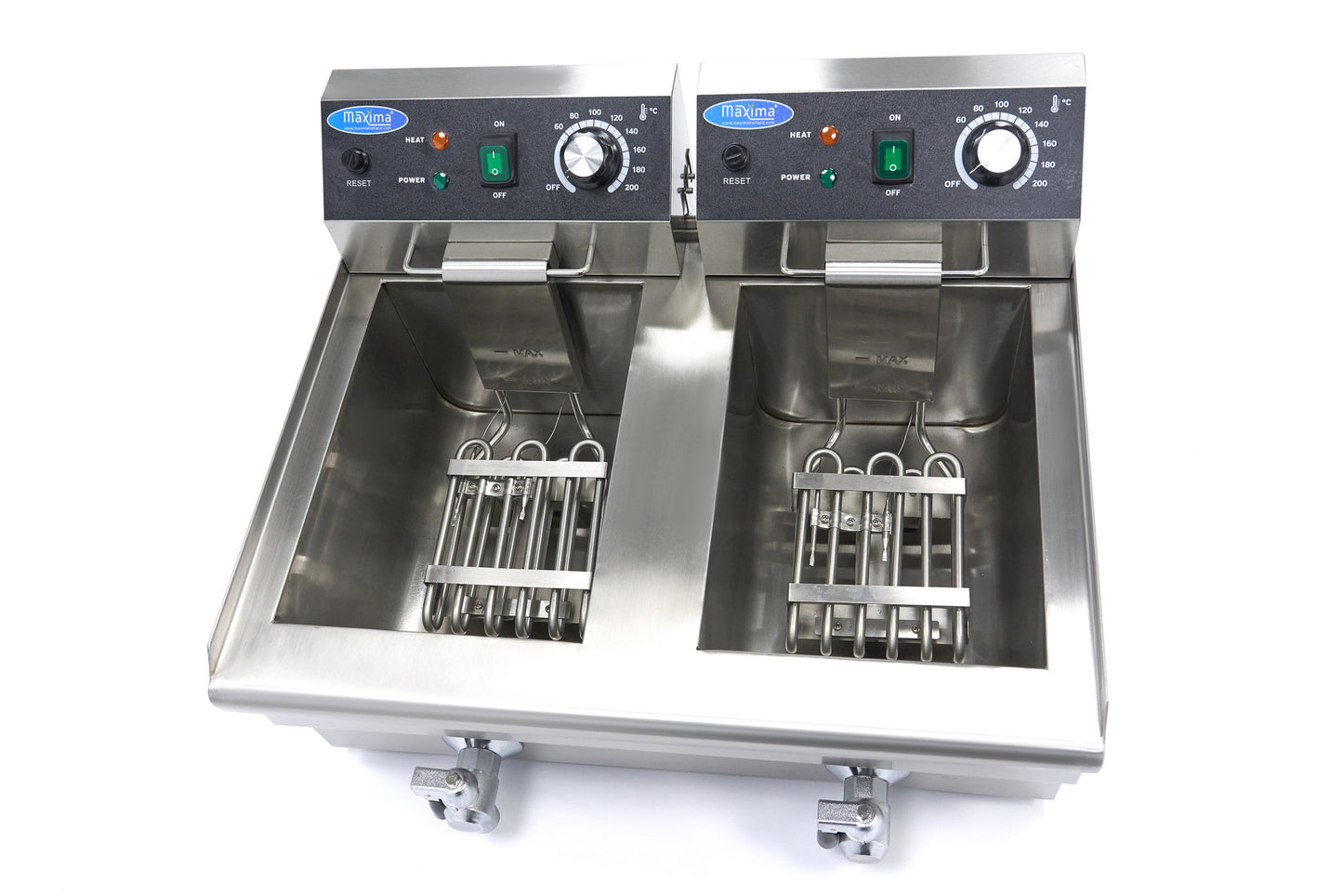 Deep Fryer - 2 x 10L - 2 Baskets - with Drain Tap