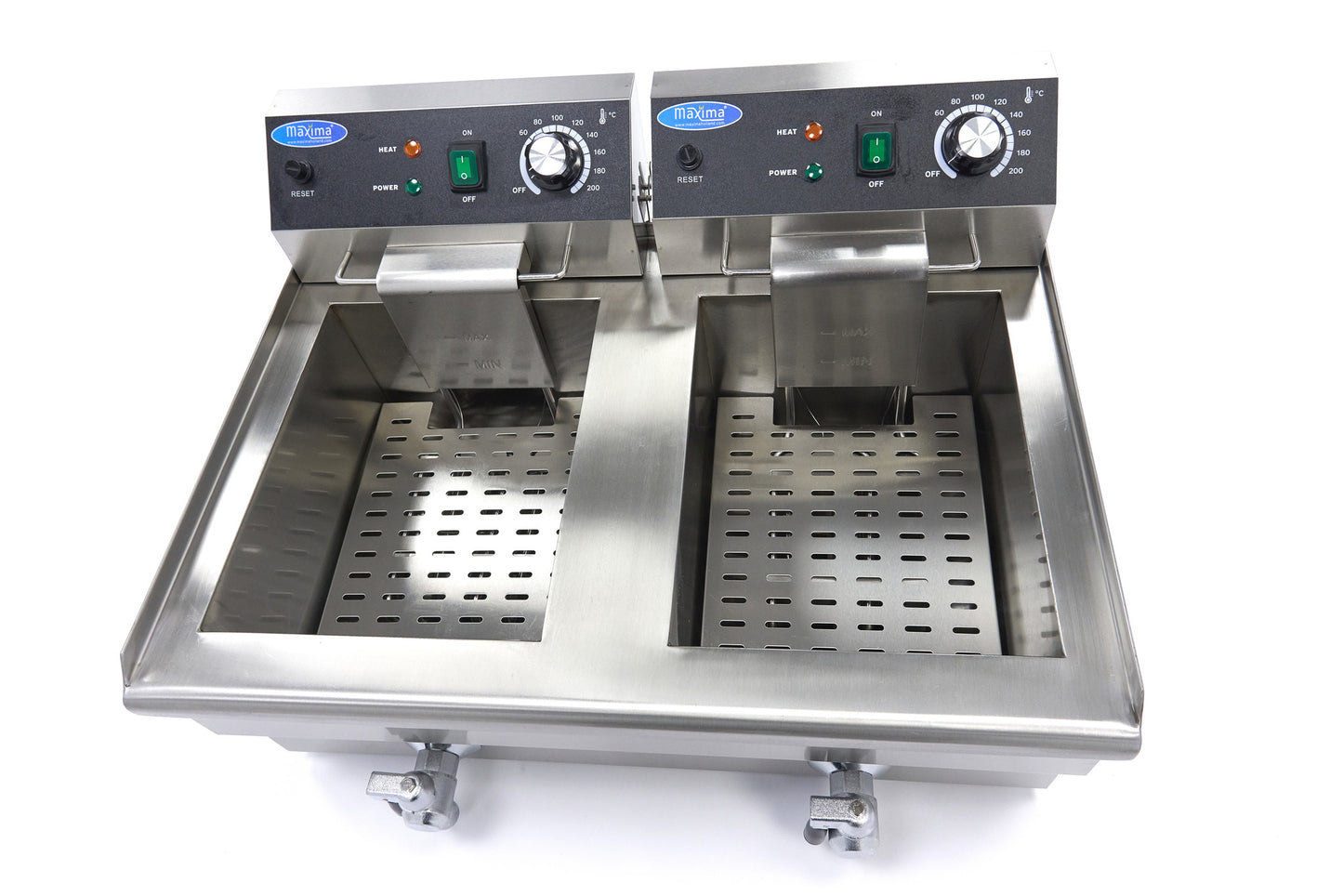 Deep Fryer - 2 x 13L - 2 Baskets - with Drain Tap