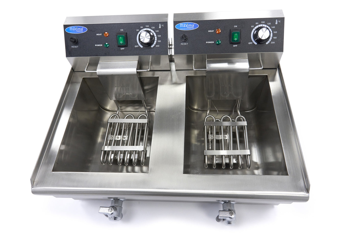 Deep Fryer - 2 x 13L - 2 Baskets - with Drain Tap