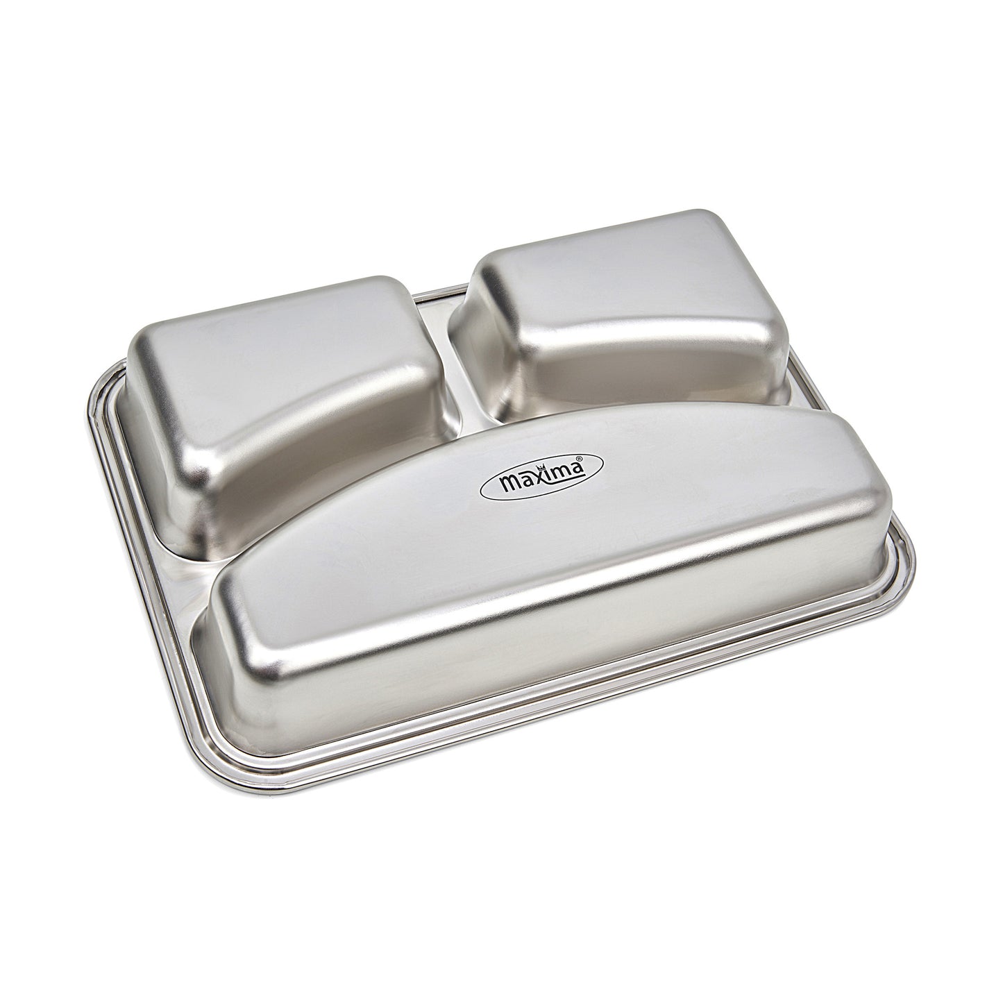 Plate - 3 Compartments - Stainless Steel - Dishwasher Safe