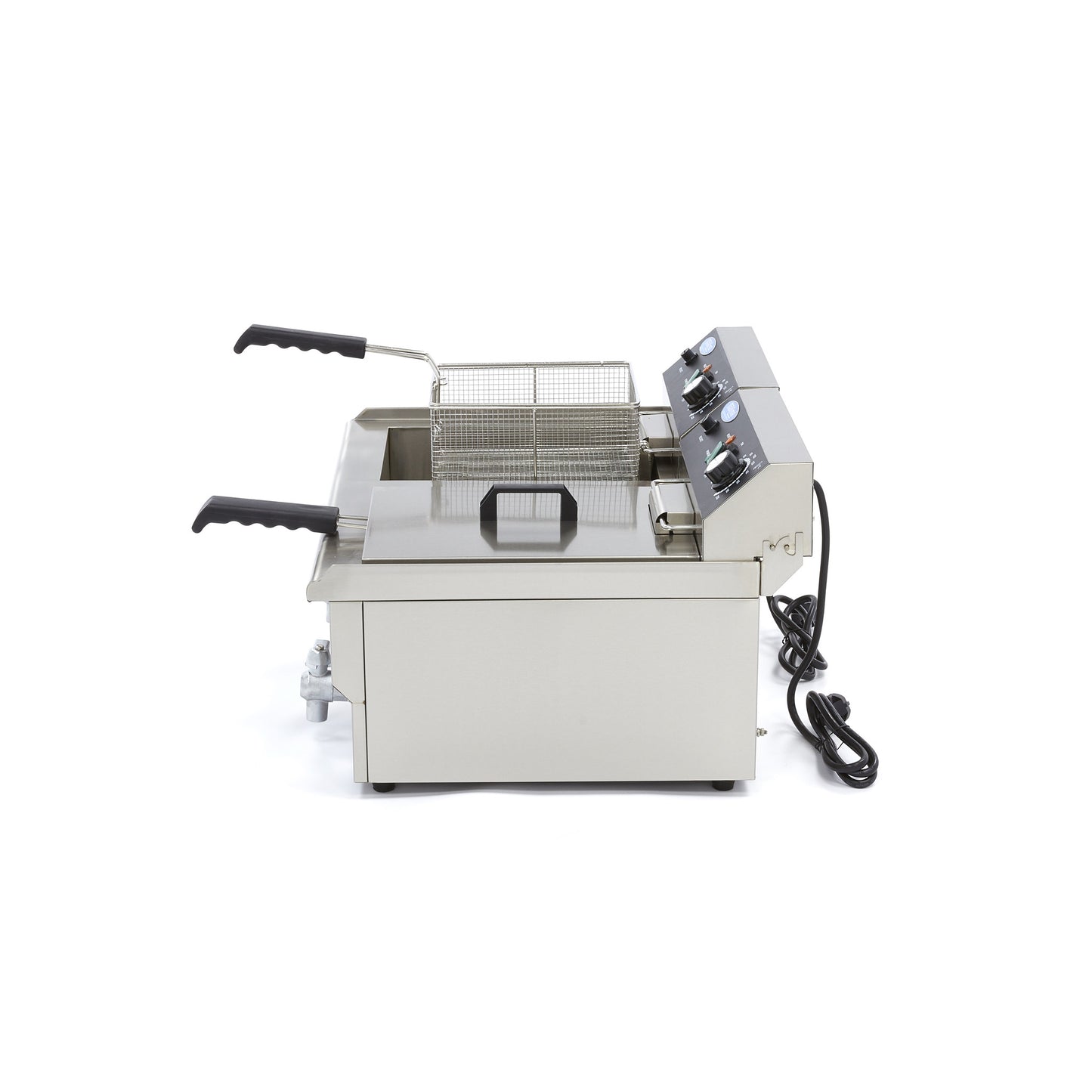 Deep Fryer - 2 x 16L - 2 Baskets - with Drain Tap