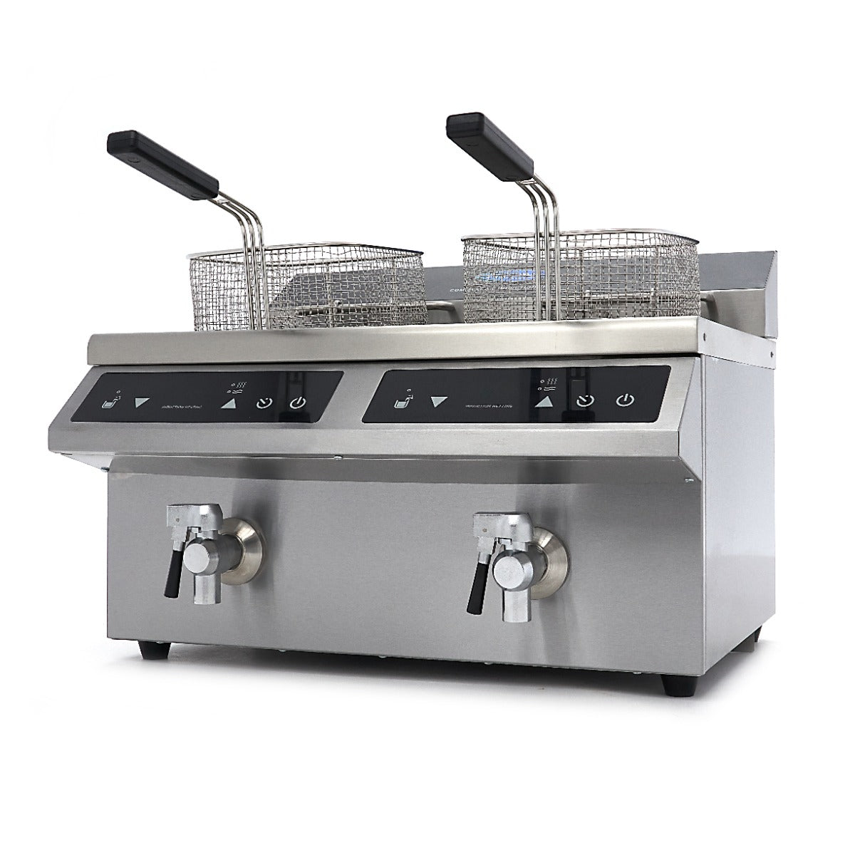 Deep Fryer - 2 x 8L - 2 Baskets - with Drain Tap - Induction