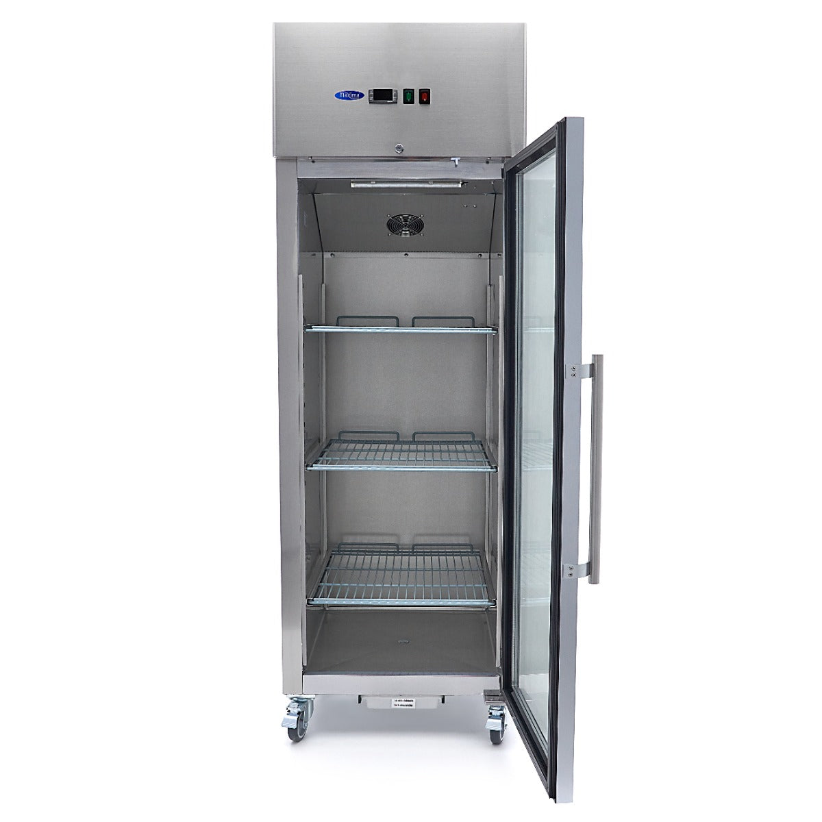 Fridge - 600L - 3 Adjustable Shelves (2/1GN) - Stainless Steel - with Glass Door