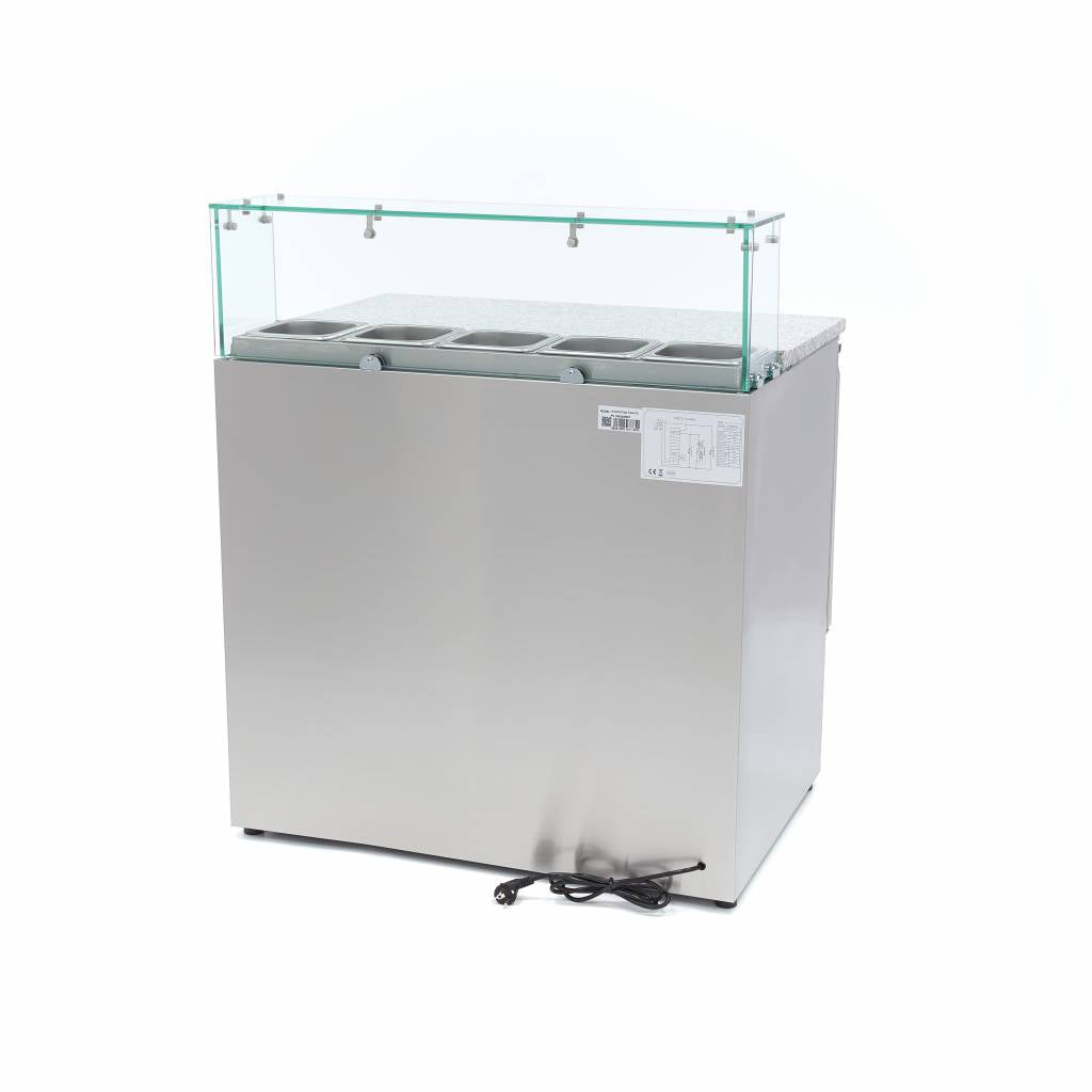 Pizza Prep Fridge - 90cm - 2 Doors - Fits 5 x 1/6 GN - incl Glass Cover