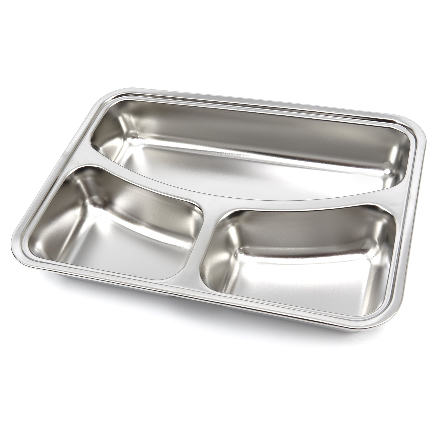 Plate - 3 Compartments - Stainless Steel - Dishwasher Safe