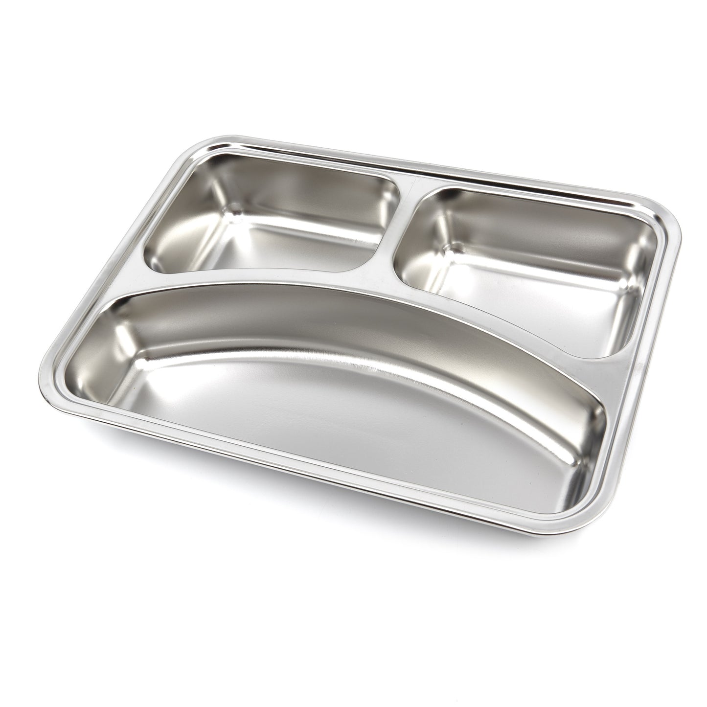 Plate - 3 Compartments - Stainless Steel - Dishwasher Safe
