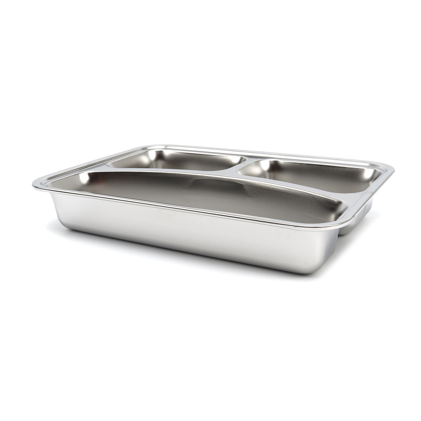 Plate - 3 Compartments - Stainless Steel - Dishwasher Safe