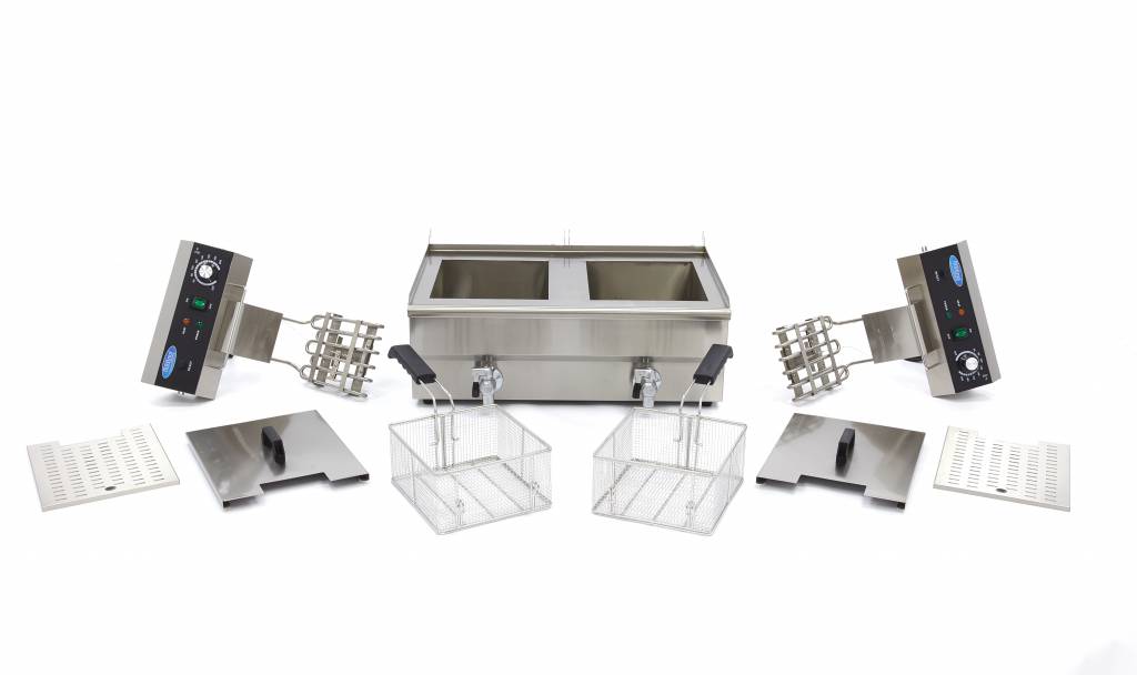 Deep Fryer - 2 x 16L - 2 Baskets - with Drain Tap