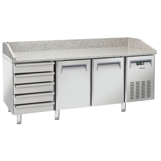 Refrigerated pizza counter 5 drawers 2 doors - CTAPZR5T2P