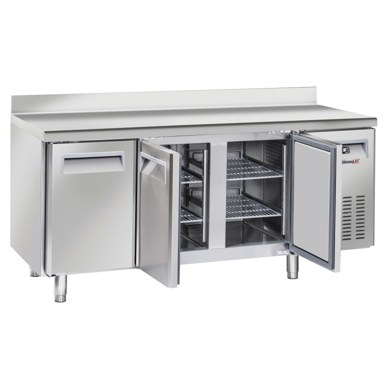 Negative refrigerated counter with backsplash 3 doors - CTARND3P