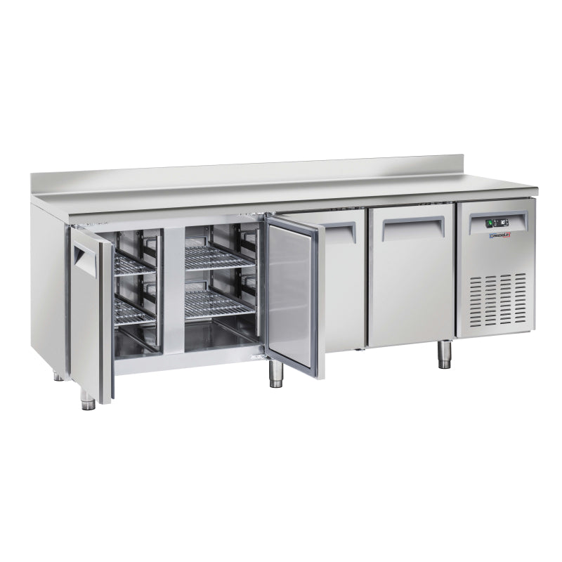 Negative refrigerated counter with backsplash 4 doors - CTARND4P
